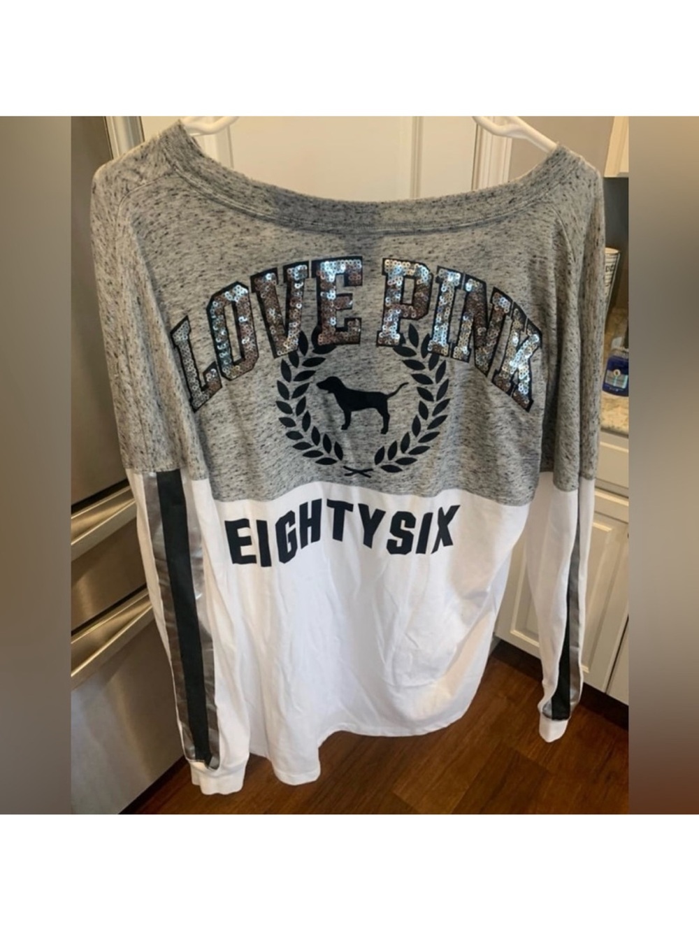 VS PINK bling shirt top Gray Silver Small